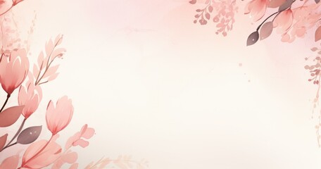Soft floral background with delicate pink flowers and leaves, ideal for invitations or wallpapers.