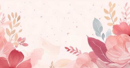 Obraz premium A soft floral background with pastel colors and elegant leaves, ideal for invitations or cards.