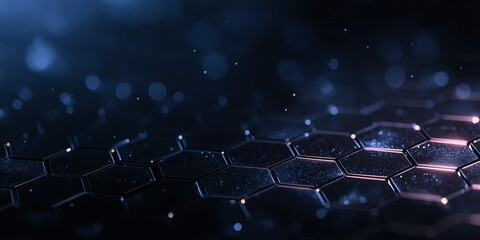 A blue background with a pattern of hexagons