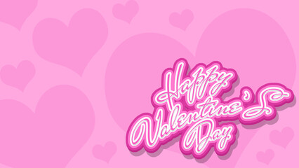 Valentine's Day is celebrated on February 14. Calligraphy text with copy space on pink background.