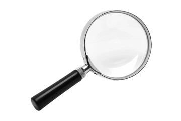 Versatile magnifying glass with a chic black handle suitable for various tasks isolated on transparent background