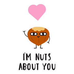 I'm nuts about you. Romantic scene. Design for Valentine's day. Flat vector illustration on white background.