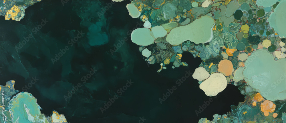 Aufkleber exploring the intricate patterns and vibrant textures of green lichen on tree bark