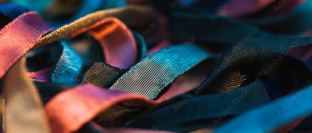 Poster Creative texture exploration of handmade ribbons with unique designs and materials