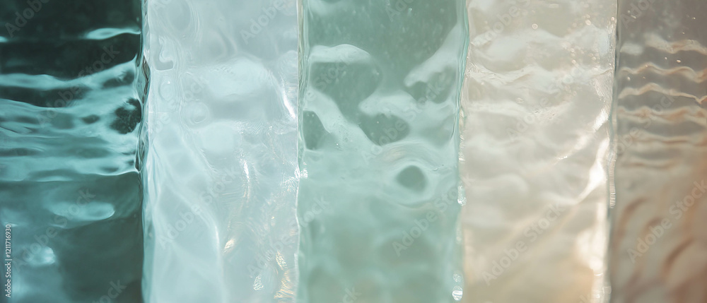 Poster unique textures of hand-frosted glass showcasing varied patterns and colors
