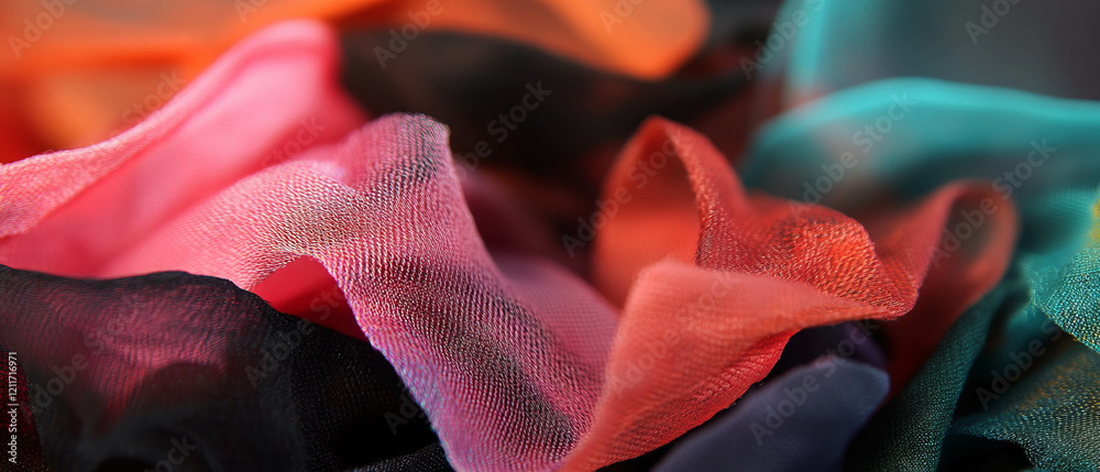 Poster Unique handmade ribbons showcasing intricate textures and vibrant colors in varied designs