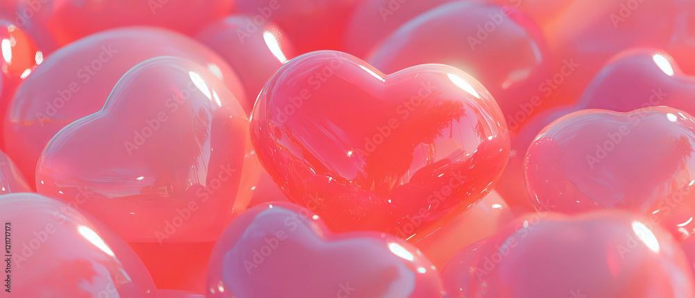 Poster colorful hearts in varying sizes create a whimsical, joyful texture