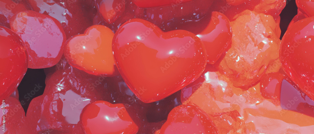 Poster Textured hearts in varied shapes and sizes create a vibrant display of affection and warmth