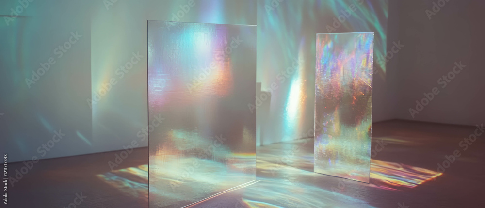 Poster exploring the captivating allure of holographic projections in a modern exhibit space