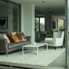 modern living room with fireplace