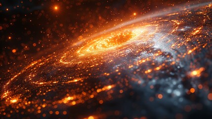 Obraz premium Captivating Black Hole with Glowing Golden Event Horizon and Cosmic Data Singularity