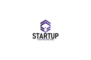 Modern Startup Logo Design with Rocket Icon – Perfect for Innovative Business Branding Vector Illustration