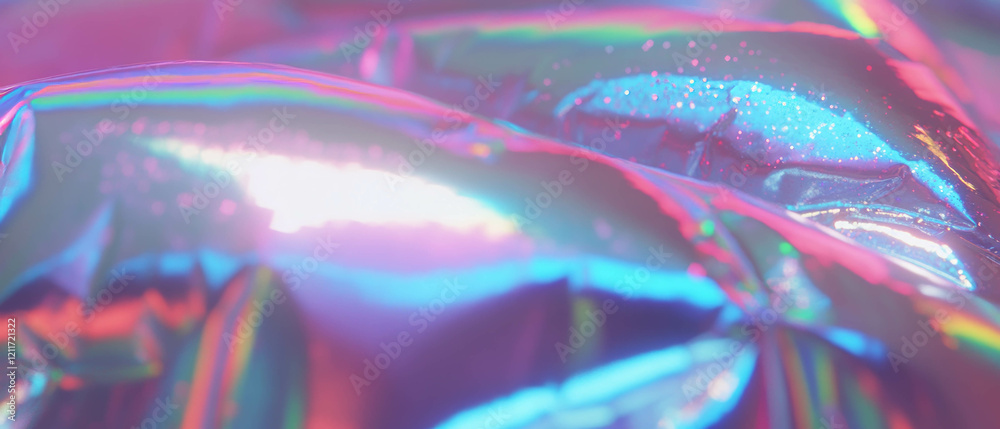Poster unique textures of inflatable backpacks with glitter and abstract shapes in vibrant colors