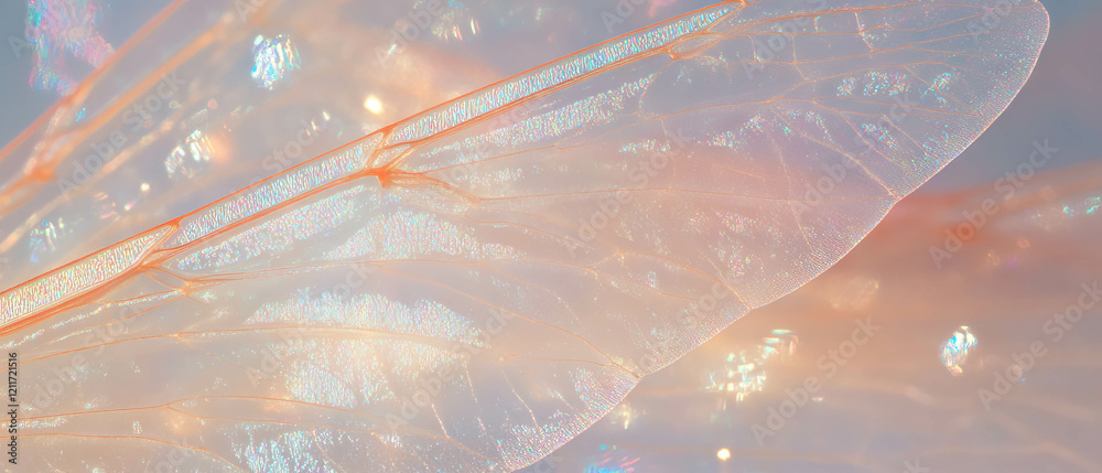 Poster intricate textures of insect wings with delicate veins and sparkling transparency