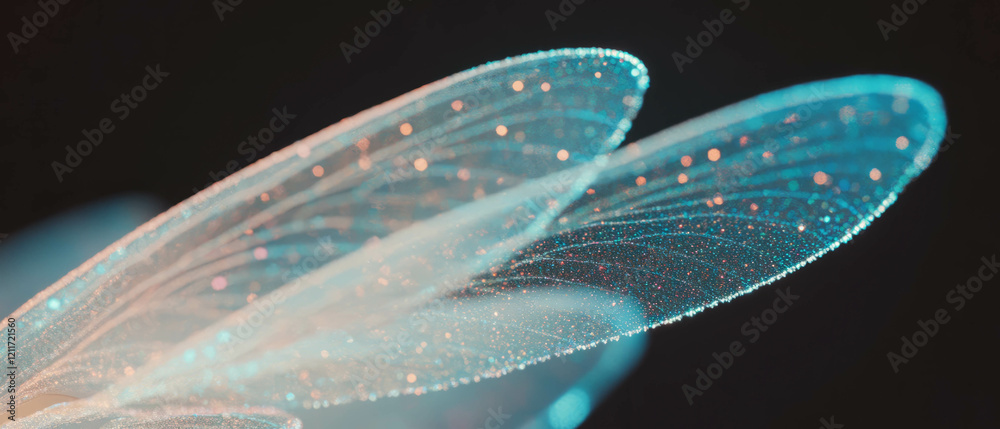 Poster Delicate and transparent insect wings showcasing intricate vein patterns and shimmering textures