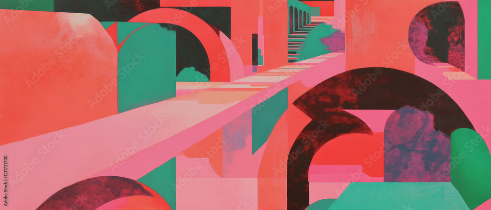 Aufkleber Interlocking shapes create a dynamic visual experience with ambiguous figures
