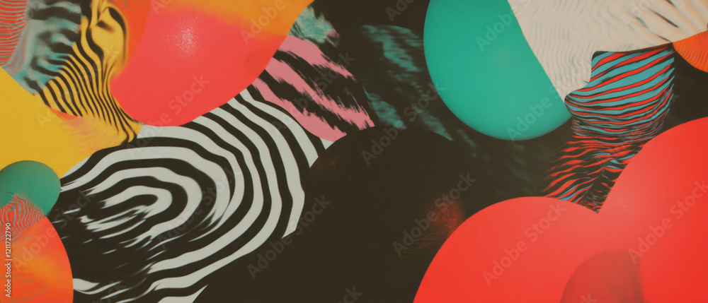 Aufkleber Exploring vibrant textures and patterns through irregular shapes and contrasting colors