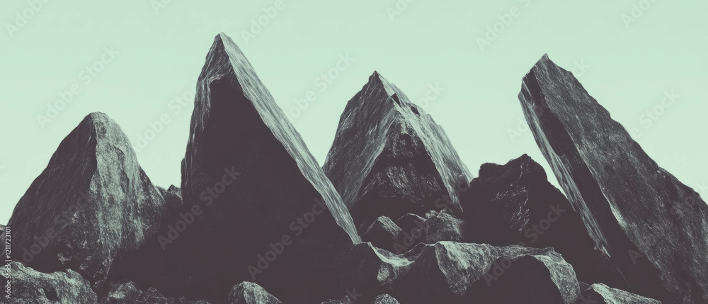Aufkleber Jagged rocks with sharp edges create a striking landscape in rugged terrain