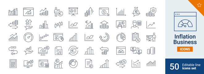 Inflation icons Pixel perfect. Finance, economic, bank, ...	

