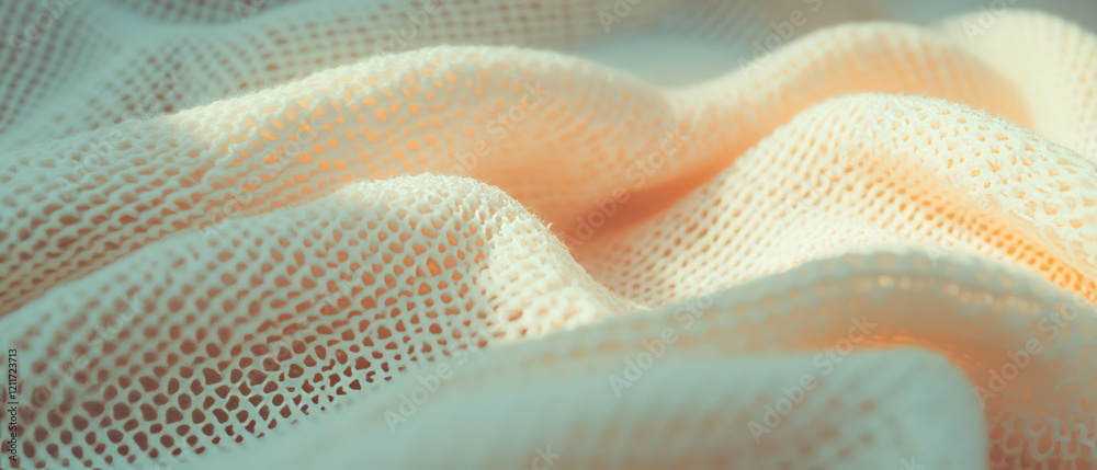 Aufkleber Soft and Stretchy Knitted Ribbons on a Light Background Displaying Delicate Texture