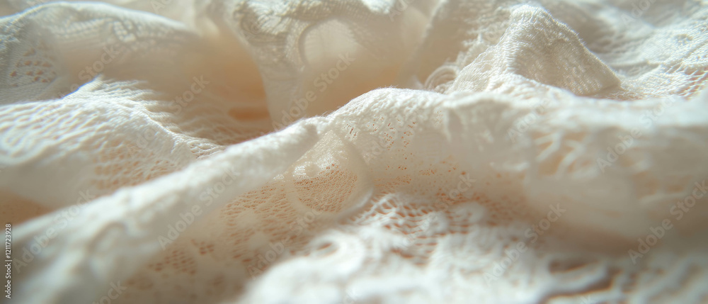 Poster Delicate lace ribbons showcasing intricate patterns and textures in soft light