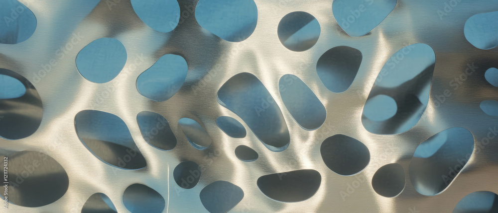 Poster Exploring the intricate design of laser-cut aluminum with smooth textures and precise details