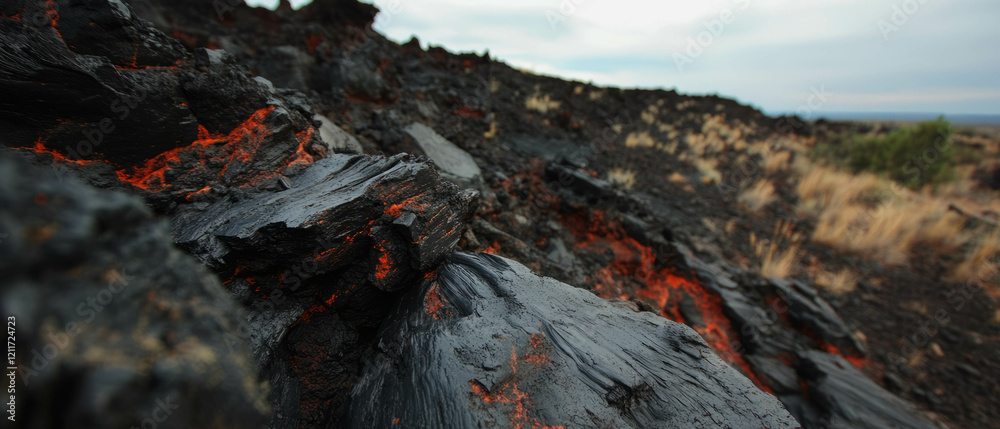 Aufkleber unique texture of lava rock showcasing its porous surface and jagged edges in nature
