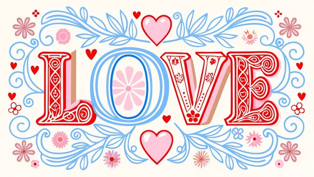 design word with Love themed 