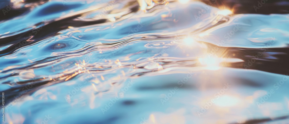 Poster reflective liquid metal surface with flowing texture against a soft-lit background
