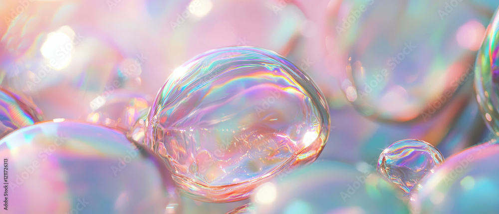 Poster luminous pearls with smooth surfaces reflecting iridescent hues in soft light