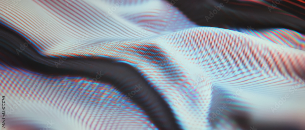 Aufkleber Dynamic interplay of Moire patterns showcases overlapping grids and vibrant interference effects