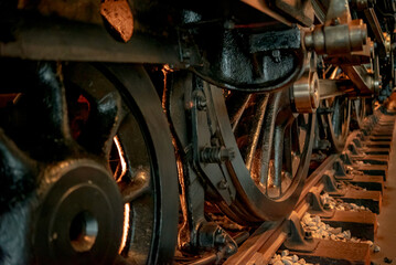 Close-Up of Vintage Train Wheels: Industrial Heritage in a Museum