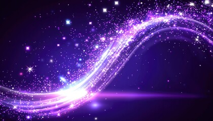 Obraz premium Purple Glowing Wave with Sparkling Dust and Lights