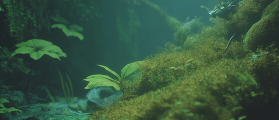 Fototapeta premium Exploring a vibrant mossy landscape with rich textures and deep green hues