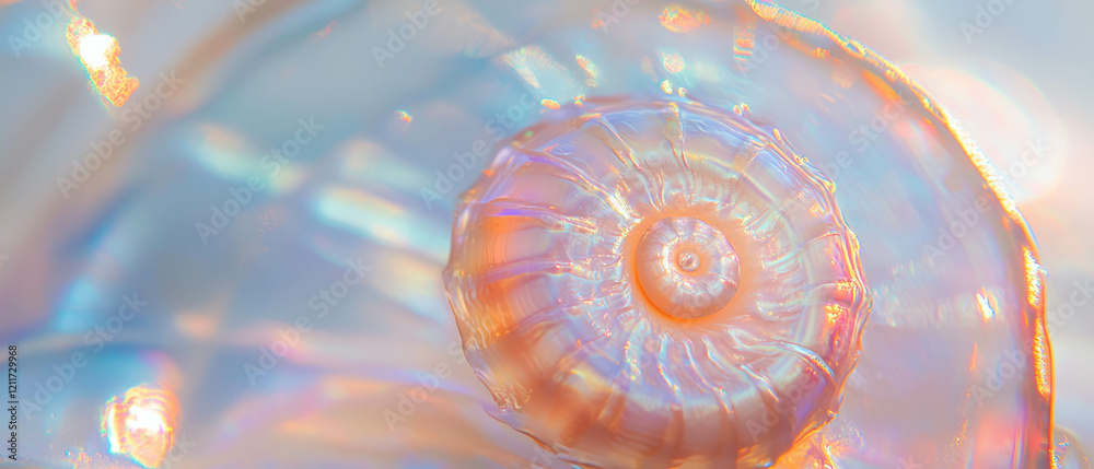 Poster spiral beauty of a nautilus shell showcasing intricate texture and pearly luster