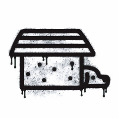 Dog house icon graffiti spray with black paint on white. Dog house symbol isolated on white background. Vector illustration