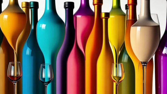 Colorful Abstract Background with Shiny Glassware and Sinuous Shapes