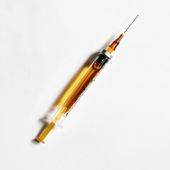 Fototapeta premium Amber Liquid in Medical Syringe Disposable Injection Device Healthcare