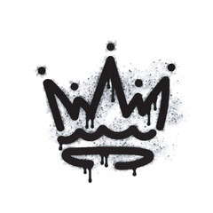 Graffiti crown icon spray with black paint on white. Crown symbol isolated on white background. Vector illustration