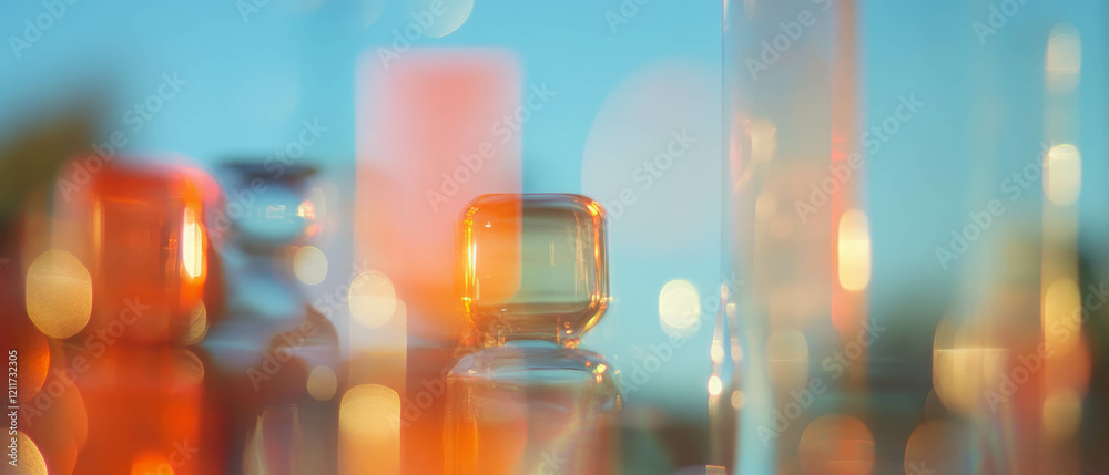 Poster opaque glass texture paired with diffused light creates blurred shapes and colors