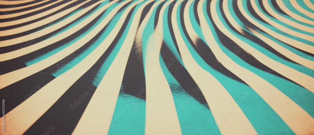 Poster Exploring geometric patterns through contrasting colors and optical illusions