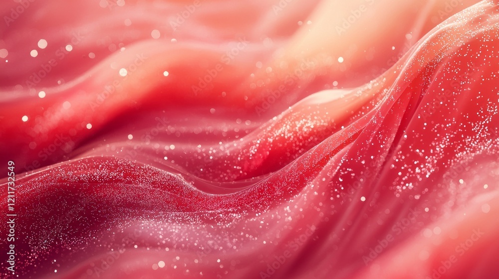 Poster Deep, rich shades of red flow gracefully across the surface, creating an enchanting and dynamic visual experience filled with sparkling highlights. The texture evokes warmth and movement