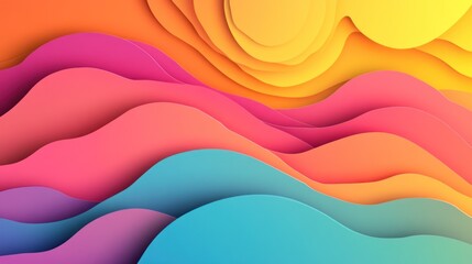 Colorful layered paper waves background design (1)