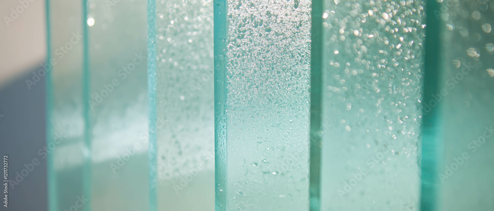 Poster partial frosted glass with varied light transmission and unique texture