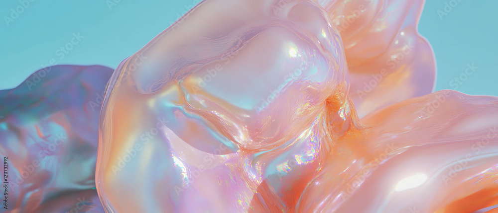 Poster exploration of pearly textures showcasing luster and smooth surfaces in vivid colors