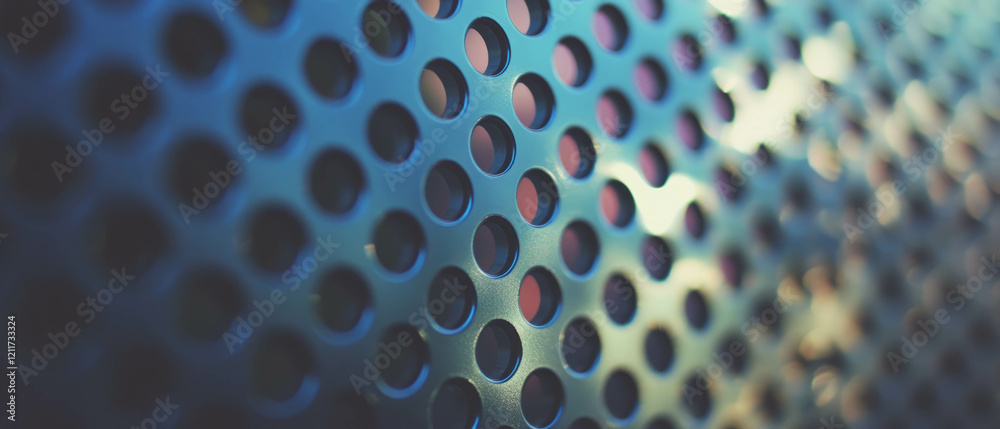 Poster exploring the unique texture of perforated aluminum with vibrant neon backlighting