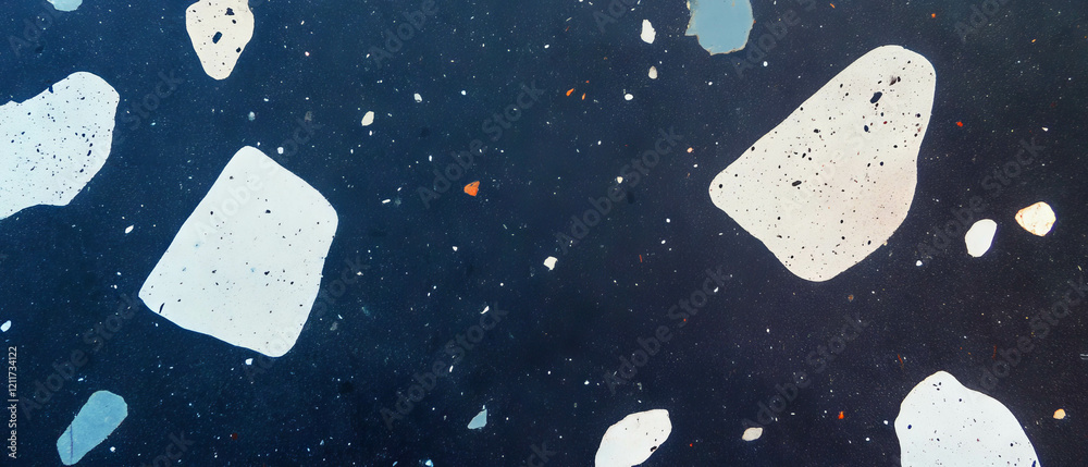 Poster polished granite with speckled patterns showcasing smooth texture and vibrant contrasts