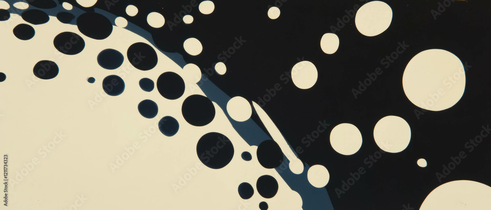 Poster polka dot texture with varied sizes against contrasting backgrounds