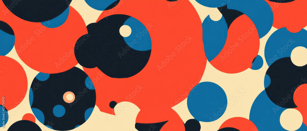 Aufkleber Vibrant polka dot patterns with varied sizes and contrasting backgrounds creating dynamic textures