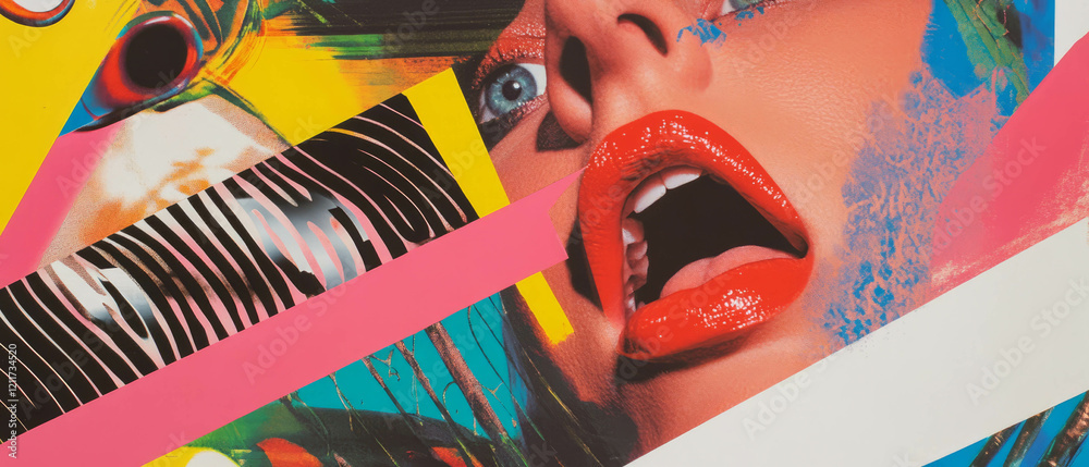 Poster Bold colors and graphic patterns influenced by pop art create a dynamic visual experience